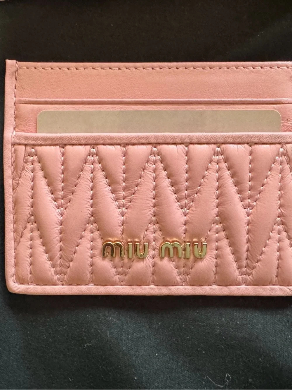 Miu Miu Pink Quilted Leather Card Holder